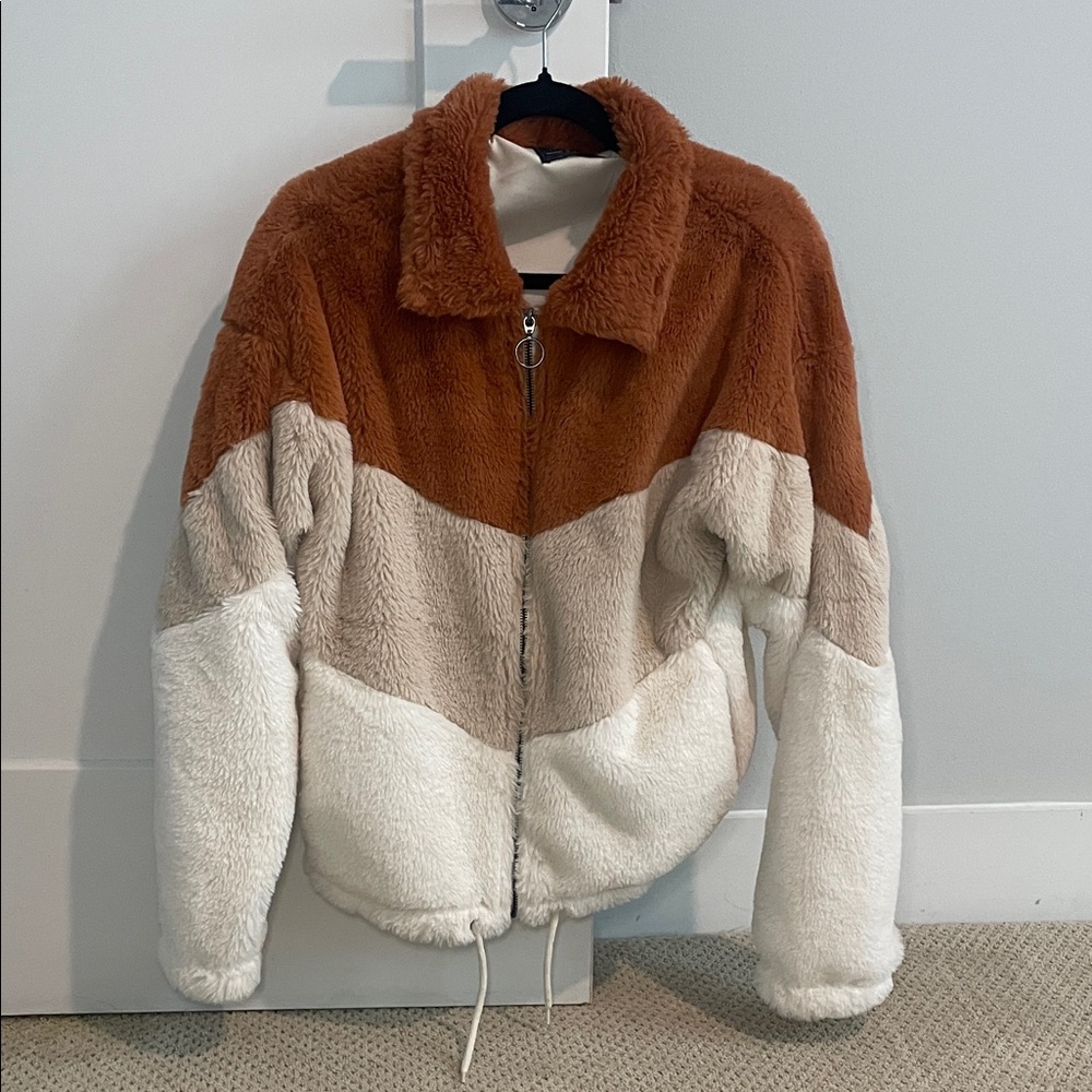 Women's Colorblock faux fur Jacket worn once